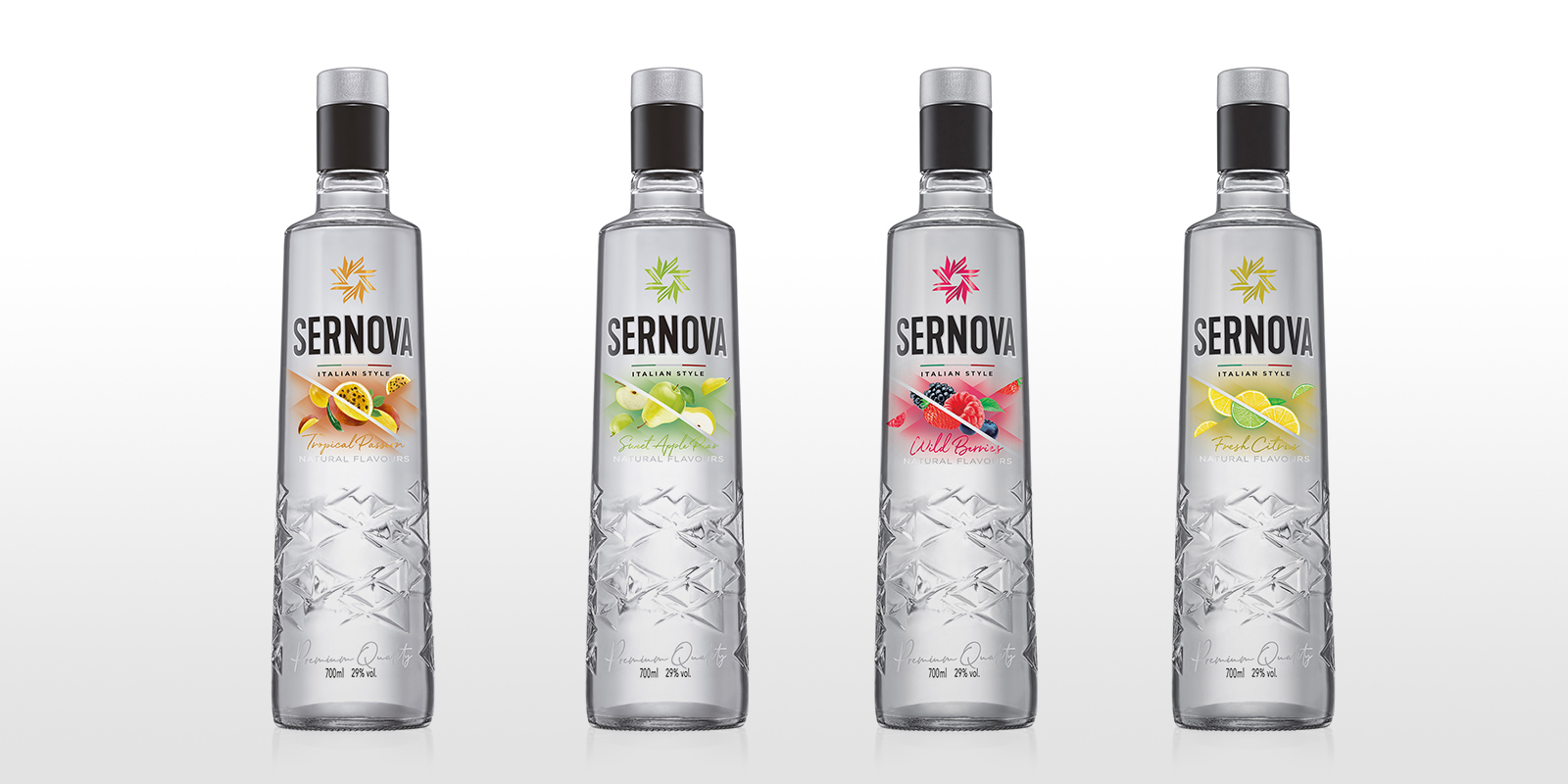 Tridimage diseño extensión de línea vodka Sernova saborizado