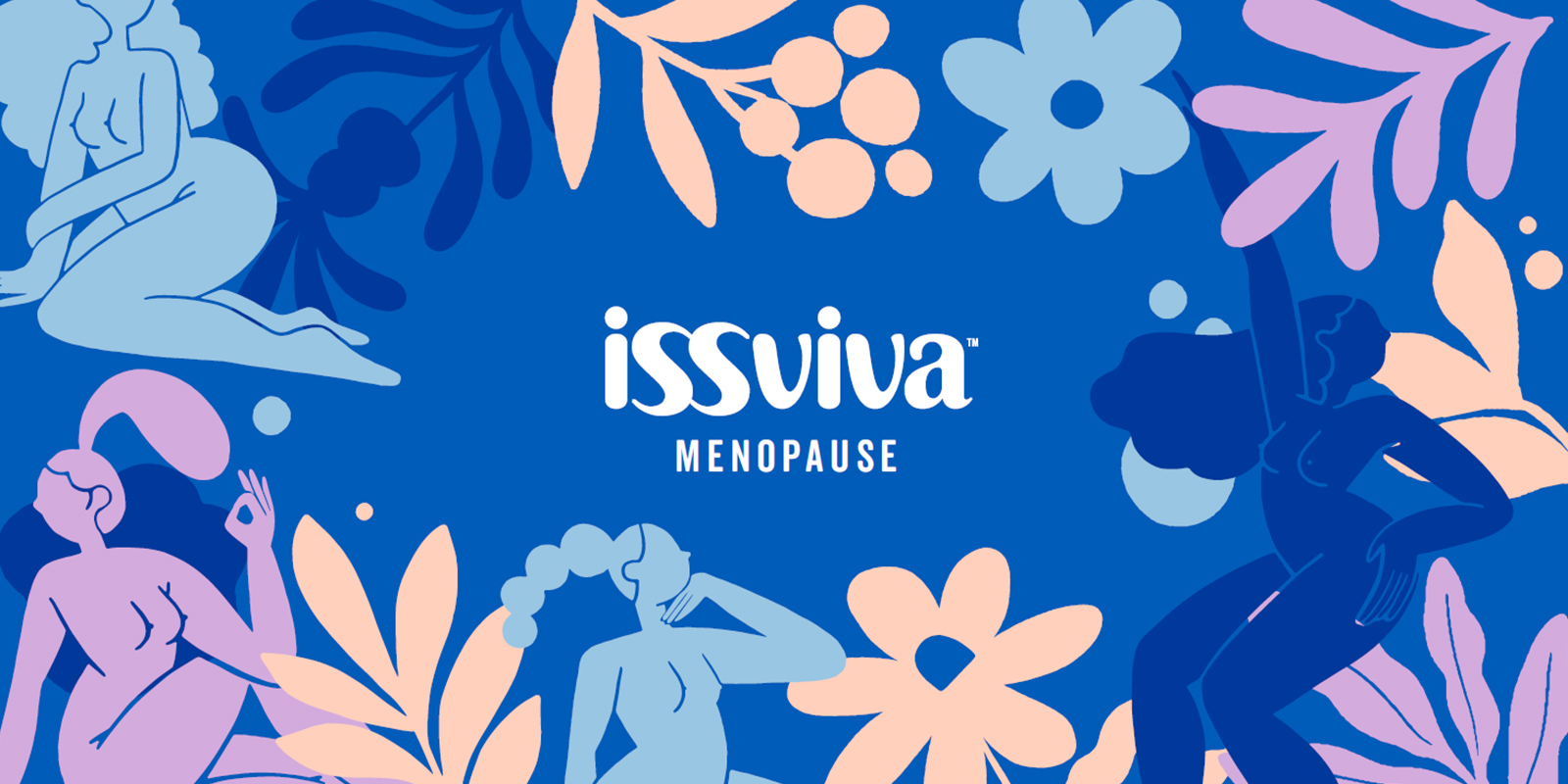 Ilustraciones de flores y figuras femeninas para patrón decorativo branding Issviva por Tridimage.