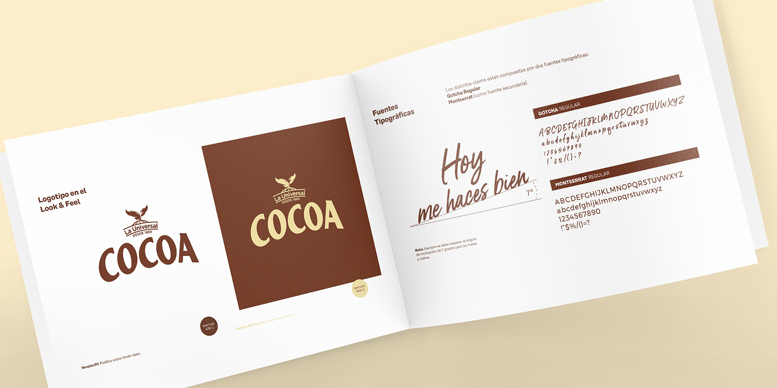 Diseño de manual de marca Cocoa La Universal, por Tridimage.