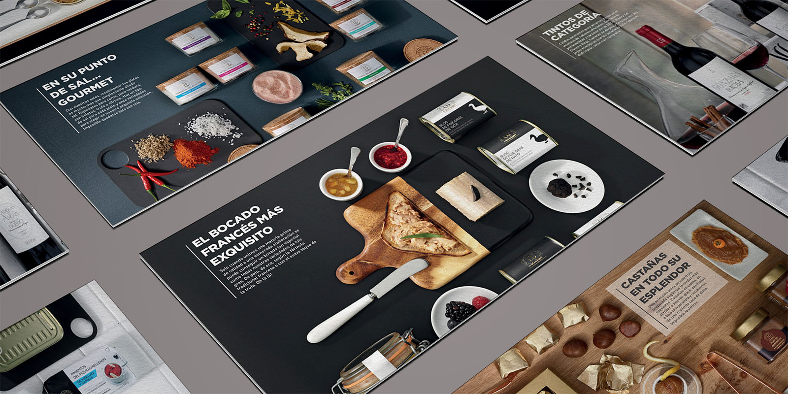 Club del Gourmet: Catálogo de productos en formato presentación de pantallas con perspectiva, diseño de Tridimage.
