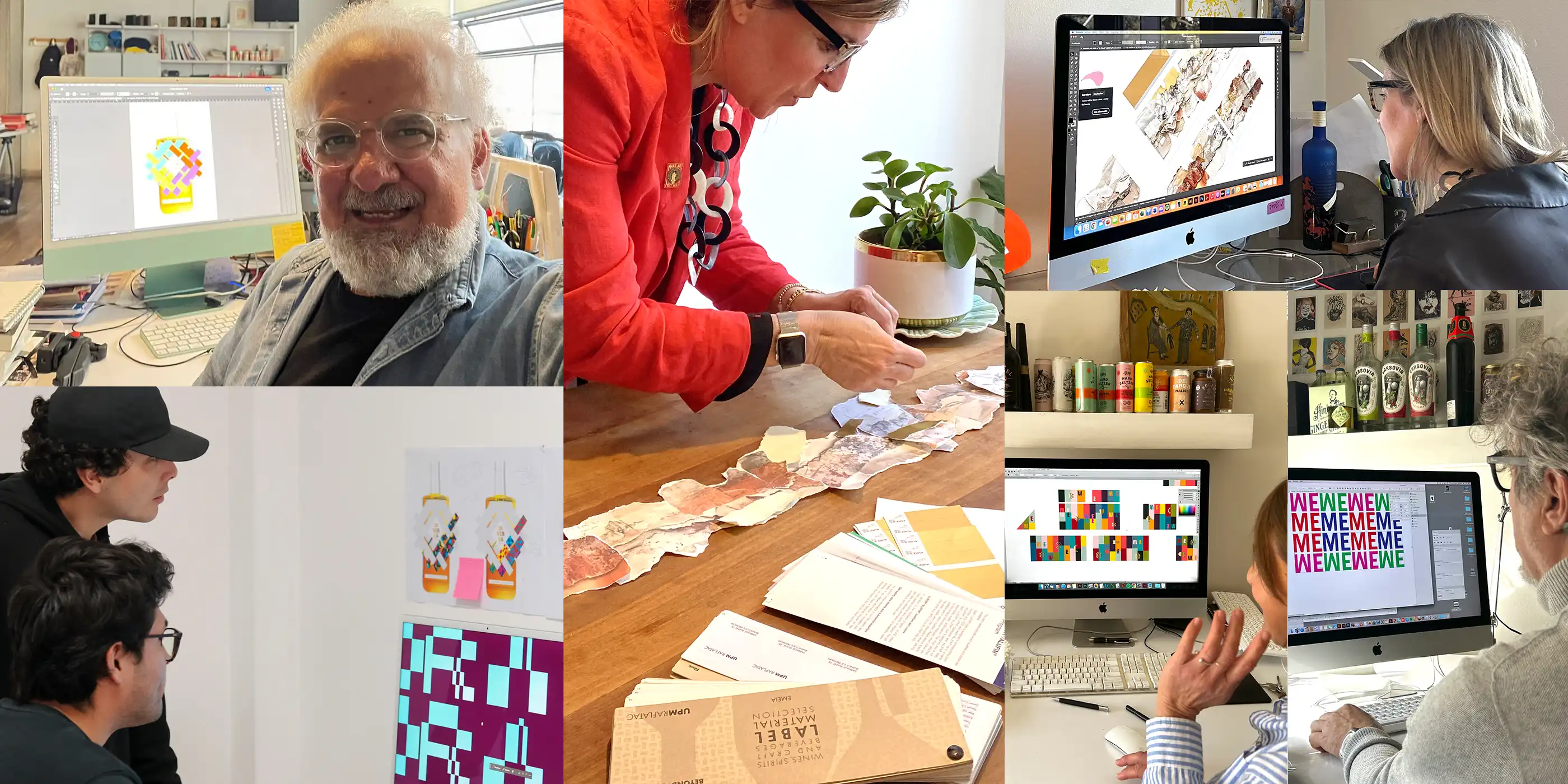 Collage de fotos de diseñadores de 4 agencias latinoamericanas: Boldrini & Ficcardi (Mendoza, Argentina), JVD Estudio (Santiago, Chile), INFINITO (Lima, Perú) y Lip / Lucho Correa (Bogotá, Colombia).
